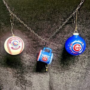 Set 3 Chicago Cubs Baseball Ornaments Boetler Mini Mug Ball VTG Sport Christmas